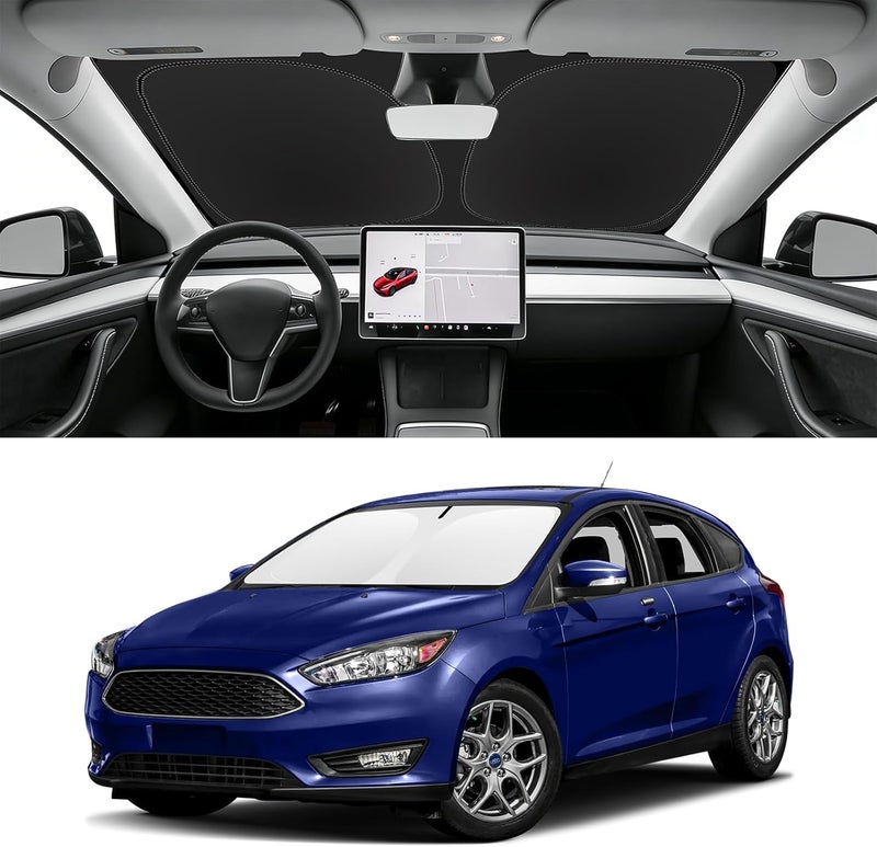 SLOGENTO Custom Fit Windshield Sun Shade for Ford Focus 2012-2018, Blocks UV & Heat, Front Window Sunshade, Easy Fold & Store - Image 1